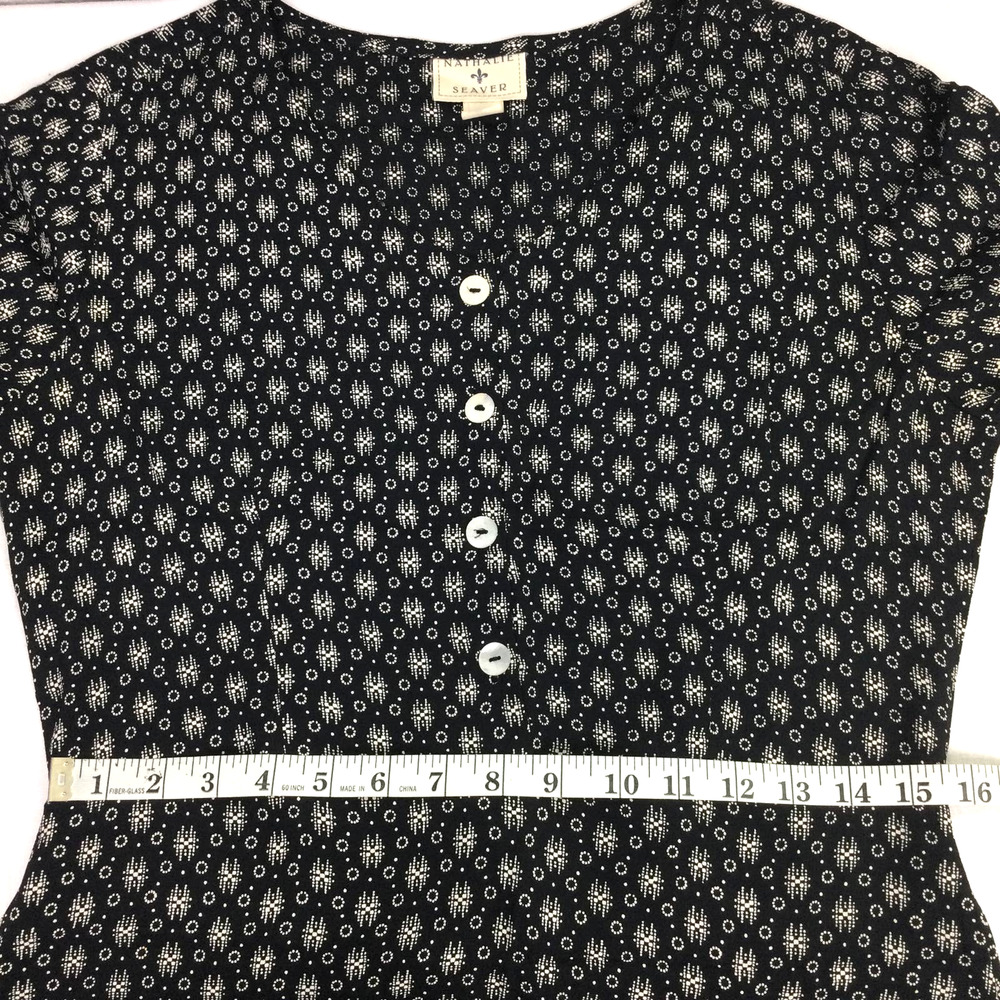 VTG Nathalie Seaver Women's Geometric Round Neck Short Sleeve Black Maxi Dress 1 - Picture 10 of 12